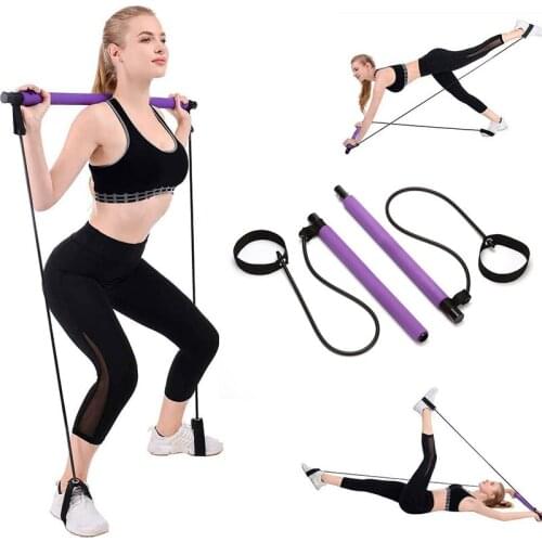 Yoga Resistance Elastic Bands Pilates Bar Gym Stick Workout Multi-functional Equipment Bodybuilding Training Gym Tretch Stick