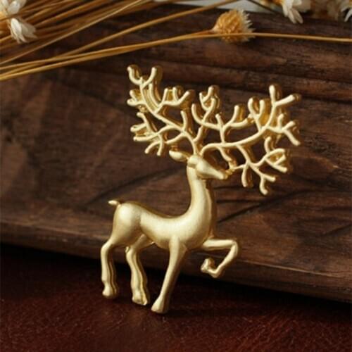 Luxury Hot Dream Oz frosted matte gold color brooch elk Vintage Art brooch pin collar pin