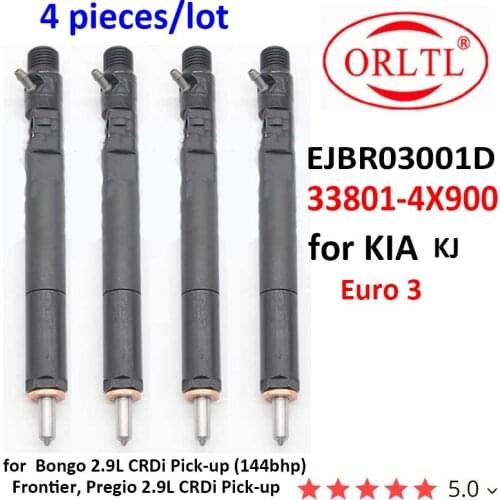4PC Diesel Fuel Injector EJBR03001D 33801-4X900 Nozzle 338014X900 for KIA Bongo 2.9L CRDi Pick-up (144bhp) KJ Euro 3