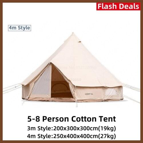 HOMFUL Outdoor Luxury Camping Cotton Tent 5-8 Person Yurt Camp Travel Indian Temple Waterproof Nature Hike Non-inflatable Tent