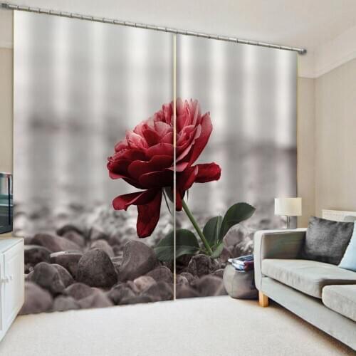 Customized 3D Blackout Curtains Living Room Bedroom Hotel Window curtains fashion red flower curtains