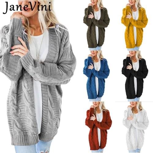 JaneVini S-3XL Plus Size Loose Women Knitted Cardigan Sweater Fashion Autumn Open Stitch CoatcSolid Female Medium Jacket Sweater