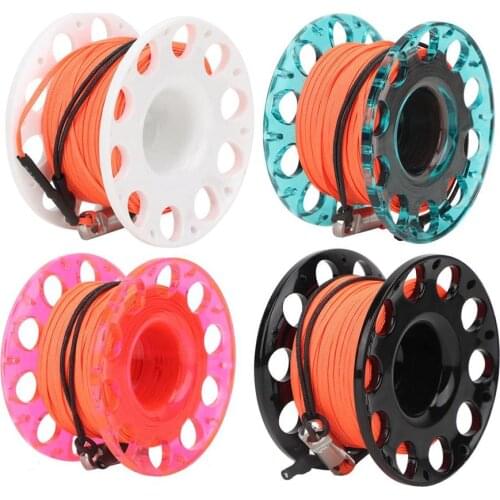 30M Scuba Diving Reel Spool Aluminum Alloy Spool Finger Reel with Stainless Steel double ended hook SMB Equipment Cave Dive