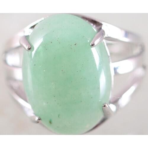 Finger Ring For Woman Natural Stone Gem Oval Beaded Ring Green Aventurine Ring Adjustable Jewelry Gift 1Pcs Z186