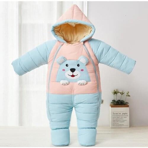 2020 Winter Girl Baby Bear Jumpsuit Cartoon Warm Boy Rompers Cotton Ribbed Newborn Unisex Clothes Cute Infant Onesie Costume