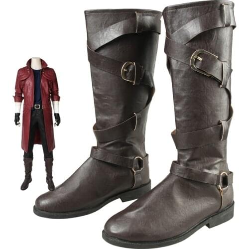 Adult Men Game DMC 5 Cosplay Costume Dante Role-playing Fashion Boots Halloween Masquerade Shoes Accessories