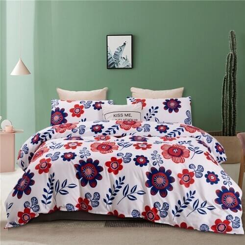 Red Blue Flowers Modern Pastoral Luxury Comforter Bedding Set Fashion King Queen Twin Size Bed Linen Duvet Cover Sets Gift