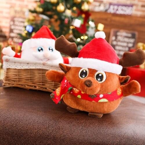 Creative Santa Claus Elk Plush Toys Learn Talk Dance Stuffed Toy Bright Singing Christmas Dolls Kawaii Anime Gift for Children