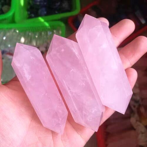 Rose quartz crystals wand point natural stones and minerals spiritual meditation reiki healing decoracion hogar moderno