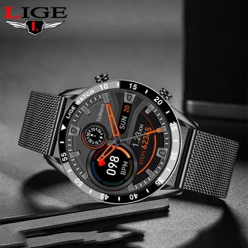 LIGE Smart Watch Bluetooth Call Watch Men Message Reminder Heart Rate Monitoring Sports Waterproof Smartwatch reloj inteligente