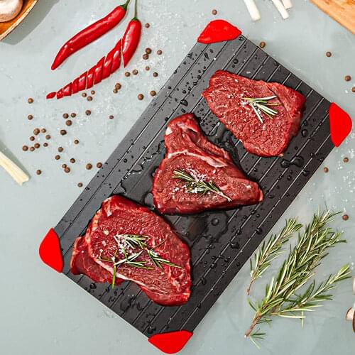 Fast Defrosting Tray for Frozen Meat Large Size Thawing Plate with Groove Design Defrost Food Rapid Safer Kitchen Gadgets Tools