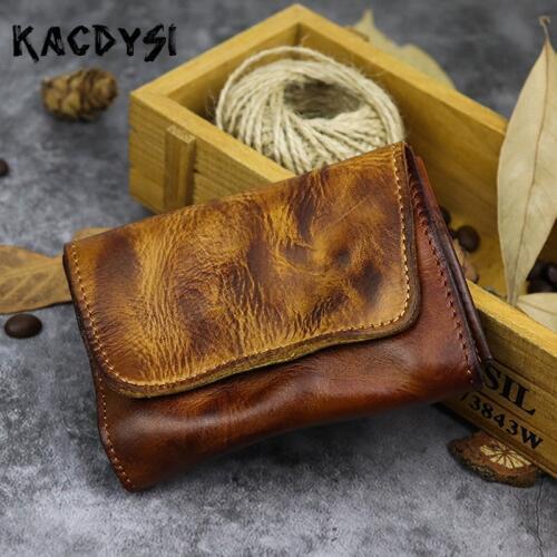 Handmade Retro Small Unisex Coin Pocket Mini Fashion Wallet Card Case Quality Hand Colored Men Women Coin Pouch Money Pocket New