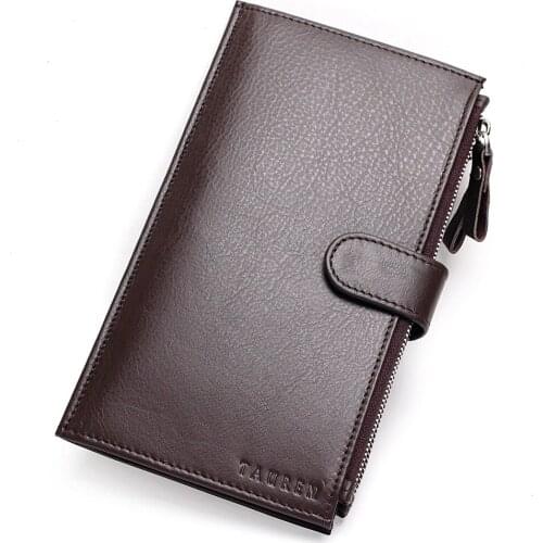 Multi-functional Brown Cowhide xin yong ka bao Mens High-End Bi-Fold Wallet Card Bag