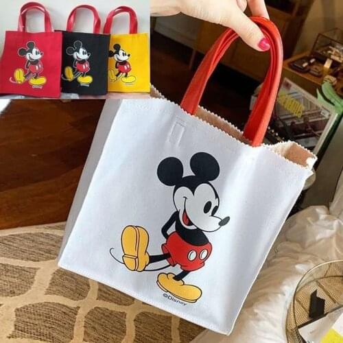 Disney Mickey Mouse Canvas Handbag Fashion Bag Cartoon Anime Figure Children Shoulder Bag Girl Hand Bags
