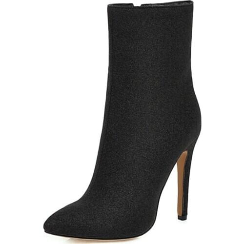 BLXQPYT Fashion Sexy Lage Size 33-46 New Pointed Toe ankle boots for women lace up High Heels 11CM Autumn Winter Warm Shoes 1011