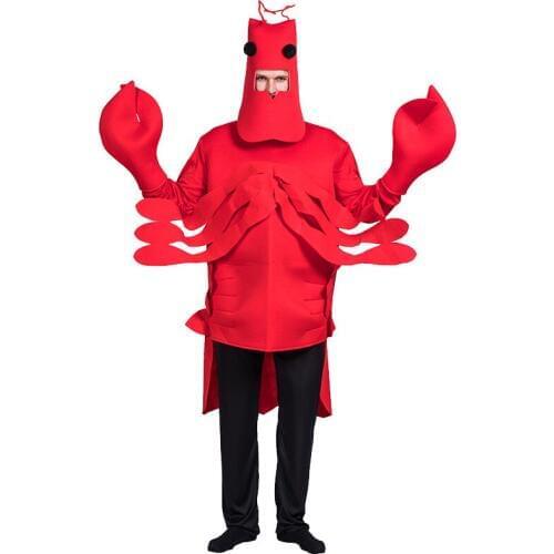 Halloween Costumes For Men Adult Red Crayfish Food Cosplay Costume Masquerade Shrimp Soldier Cosplay Jumpsuit Stage Wear SL2592