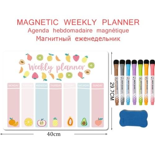 Soft Magnetic Weekly Monthly Planner Fridge Magnet Stickers Writing Message Drawing Memo Dry Erase Calendar WhiteBoard for Wall