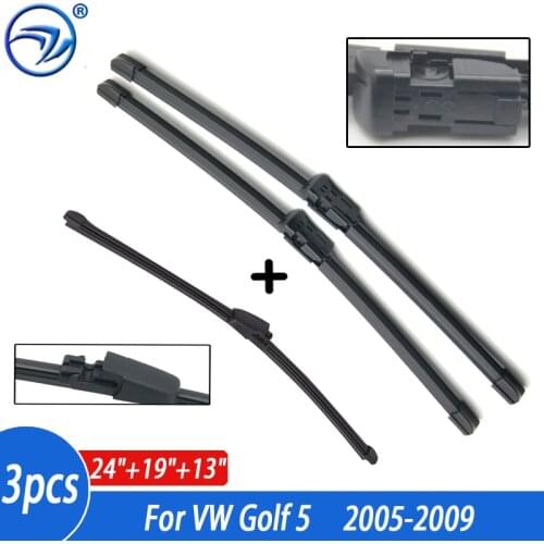 Wiper LHD RHD Front Rear Wiper Blades Set For VW Golf 5 2005-2009 Windshield Windscreen Front Rear Window 24"+19"+13"