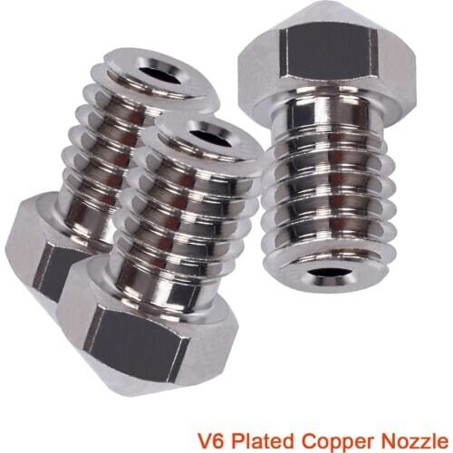 V6 Plated Copper Nozzle Durable Non-stick For V6 Hotend Heater Block Extruder 3D Printer Parts J-head 1.75MM Filament 0.2 0.4MM