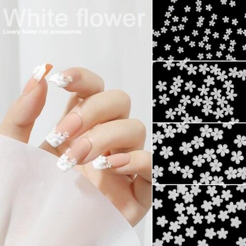 New White Resin Five-Petal Flower Small Fresh And Versatile Nail Art Flower Jewelry Three-Dimensional Small Flower Nail Decorati