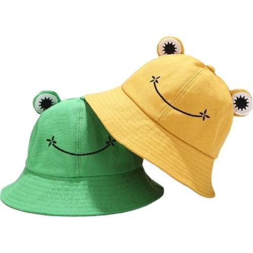 Wild Cute Sun Hat Big Eyes Bucket Hats Women Fashion Frog Bucket Hat Designer Summer Hat Female Parent-Child Frog Fishing Cap