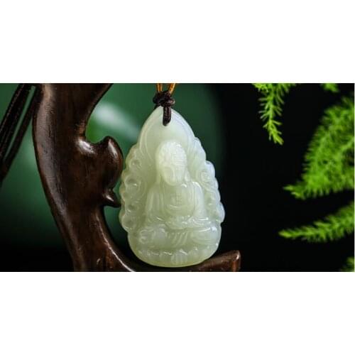 The opening and the Nephrite pendant belong to the dog pig Amitabha Buddha Life Buddhist Guardian God 12 Zodiac necklace men and