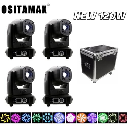 4 Lights +1 Case dmx led spot moving head 120w pro professional stage lighting effect gobo prism disco party light shows