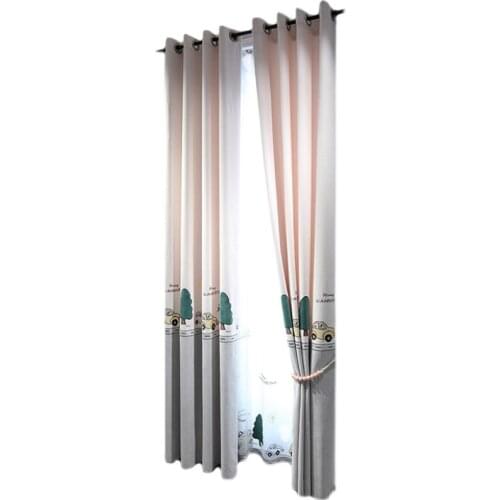 Custom gray pink embroidered cartoon childrens room curtains girl room girl bedroom princess room window shade customization