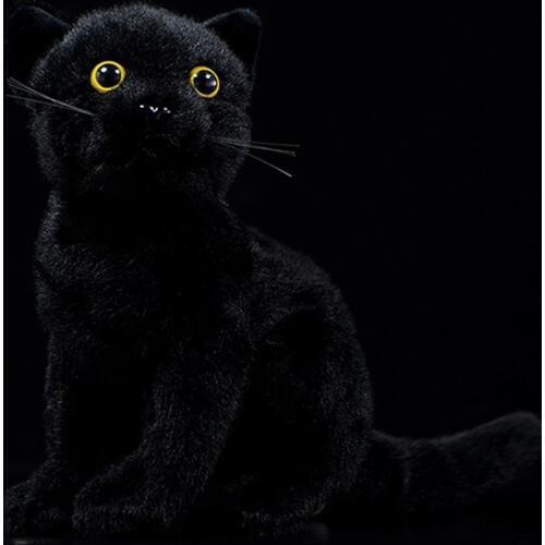 23cm Lifelike Cats Plush Toys Sitting Black Cat Kitten Stuffed Animals Toys Soft Toy Gifts For Kids Pets