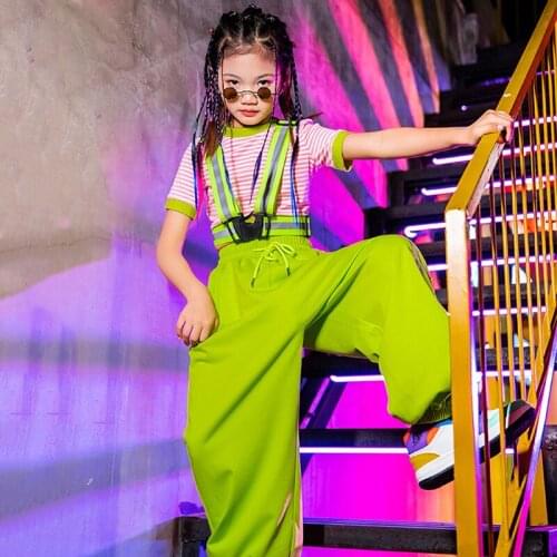Rave Clothing Green Girl Sets Cheerleader Uniform Hip Hop Dancewear Stage Costume Jazz Dance Outfit Designer Clothes DL7862