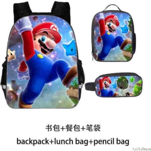 High Quality Sonic Mario Sonic Shadow Rucksack Students School Bags Surprise Gift School Backpack (3pcs / Backpack+pencil Case)