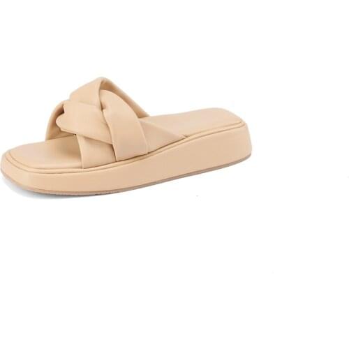 Women Slippers Fashion Cross-belt Upper Comfortable Bottom-Revealing Sandals Summer Casual Shoes size 33-40