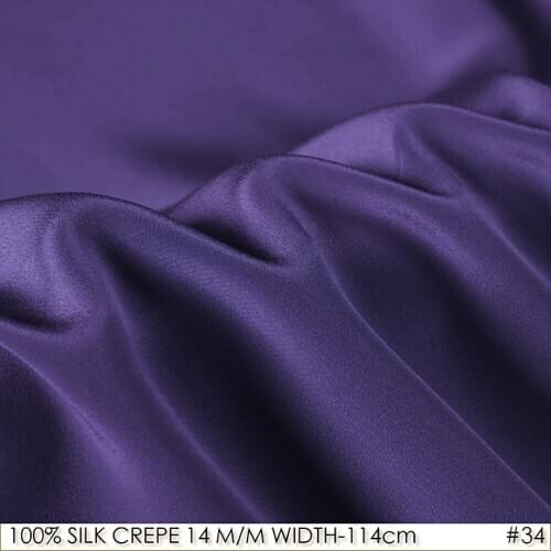 SILK CREPE DE CHINE 114cm width 14momme/100% Pure Mulberry Silk Fabric/Batik Painting and Wedding Dress Fabric Purple NO34