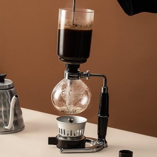 Siphon pot coffee glass siphon pot 3 persons 5 persons black handle hand brewed coffee electric wood