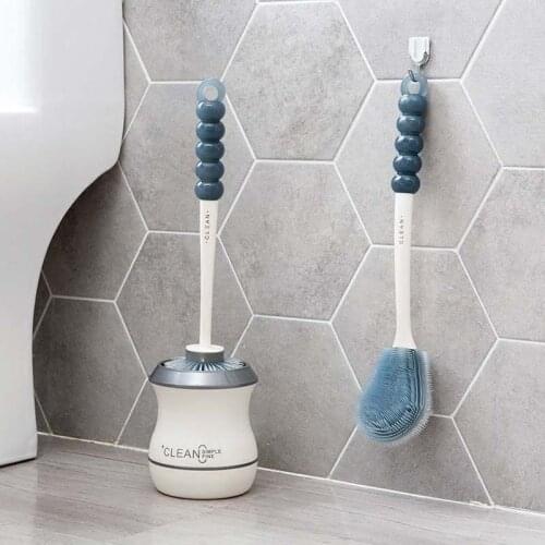 Silicone Long Handle Toilet Cleaning Brush Flexible Soft Bristles Brush No Dead Corners Cleaning Brush Bathroom Accessories