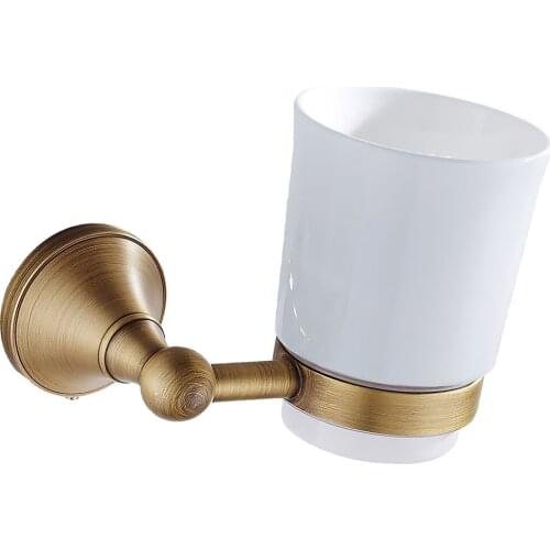 Bathroom Accessories Antique Single Cup Tumbler Holder with Toothbrush Cup