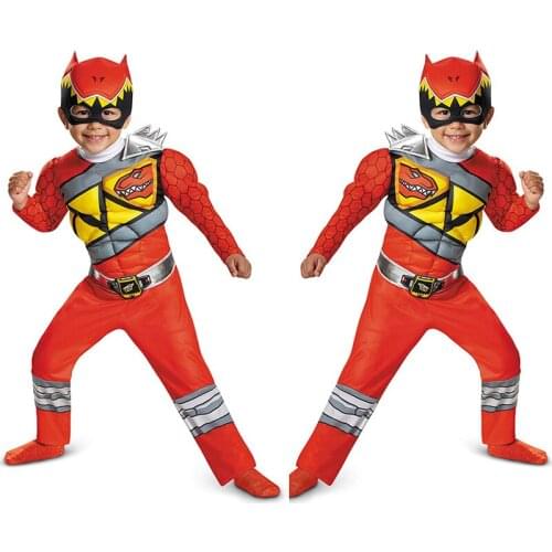 Dinosaur Powers Team Super Costume for Boys Girls Muscle Jumpsuit Halloween Costumes Cosplay Anime Disfraces Kids Dress Up