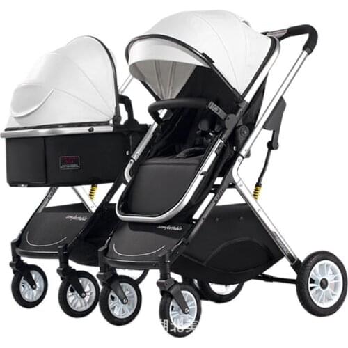 Light Twin stroller baby can sit and reclining pram high landscape lightweight foldable baby cart can be detached