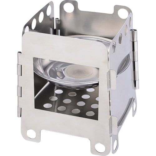 Outdoor Lightweight Camping Wood Stove Portable Stainless Steel Folding Wood Stove Burning Picnic Alcohol Stove