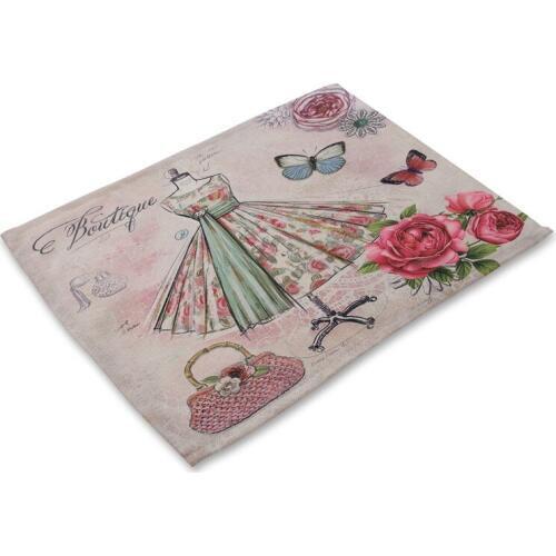 Vintage Bag Pattern Kitchen Placemat Tower Dining Table Mats Coaster Cotton Linen Pad Bowl Cup Mat