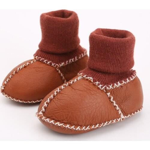 High Quality Real Sheepskin Newborn Baby Fur Snow Boots Infants Soft Sole Wool Prewalkers Slip-On Shoes