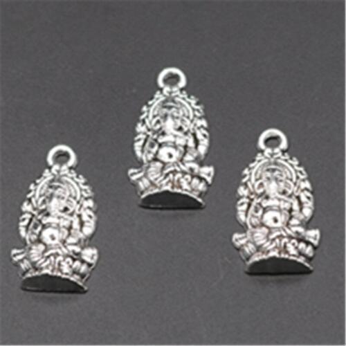 WKOUD 15pcs Silver Color Like god (Ganesa) Charms Earrings Necklaces DIY Jewelry Alloy pendants findings A672