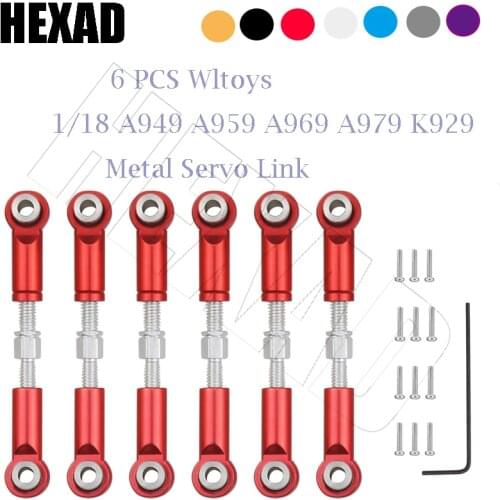 6Pcs Adjustable Wltoys 1/18 A949 A959 A969 A979 K929 A959-B Aluminum Upgrade Spare Parts Metal Link Rod Servo Link