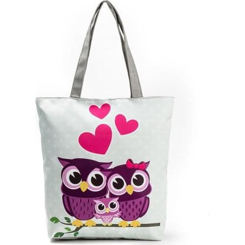 Owl Printed Womens Casual Tote Female Daily Use Shopping Bag Ladies Single Shoulder Handbag Simple Beach Bags