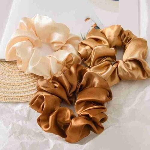 Women Silk Hair Band Multicolor Big Scrunchie Hair Band Ponytail Holder Headband Hair Accessories 1pc Silk Elastic Hair Bands