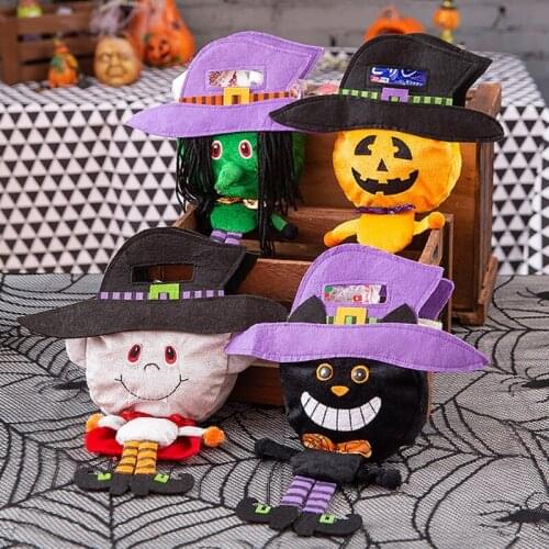 Halloween Candy Bag Pumpkin/Vampire/Black Cat/Witch Doll Gifts Bag Party Favors Storage Pouch Protable Handbag Decoration