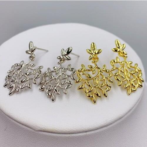 1:1 Tiffon925 Sterling Silver European And American Classic Style All-Match Olive Leaf Earrings, Luxury Jewelry Gifts For Women