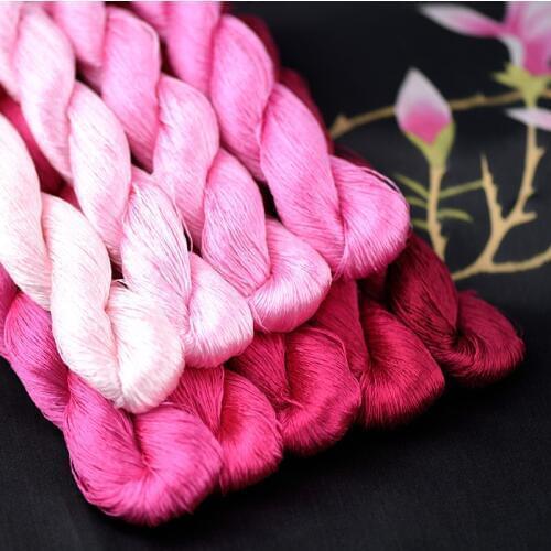 1pcs 100% silk thread /hand embroidery embroider cross stitch 400m silk embroidery thread rose pink 9 pure colors
