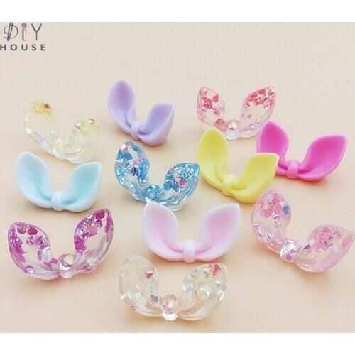 10/20/30Pcs Cute 3D Rabbit Ears Bows Flatback Planar Resin Color DIY Craft Supplies Basteln Hair Accessories Arts Decor Material