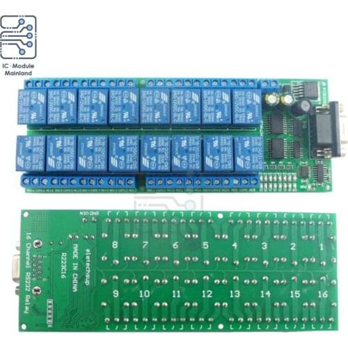DC 12V R223C16 16-Channel Relay Module DB9 PC Com UART Female Interface Serial Port Remote Control Switch RS232 Delay Relay